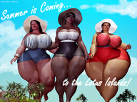 giantess black_hair long_hair butt skirt glasses huge_breasts bbw giantesses dark_skin outdoors hoop_earrings braid trees thick_thighs digital_render summer_hat