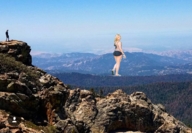 giantess collage blonde long_hair shorts flip_flops looking_back top desvastiny
