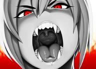 drawing tongue saliva red_eyes mawshot open_mouth monster_girl point_of_view sharp_teeth modeseven nuki