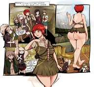 drawing growth giantess comic color butt skirt red_hair voluptuous danganronpa skinnychimp mahiru_koizumi