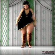 large_breasts elf dress sandals shrunken_people cruel curvy voluptuous necklace makeup digital_render ashkiiwolf