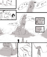 drawing giantess vore mega comic monochrome large_breasts long_hair tongue mermaid smiling singing stomach looking_down open_mouth jasmine disney cinderella licking_lips ariel the_little_mermaid aurora cutaway sleeping_beauty