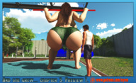 bikini gentle long_hair butt huge_breasts red_hair mini_giantess bending_over outdoors behind_view nyom87 digital_render
