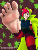 drawing giantess feet color toes barefoot soles pink_hair point_of_view looking_at_viewer raised_foot imminent_crush kasumikills demencia villainous cartoon_network