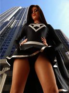giantess collage upskirt wonderslug legs looking_down skyscraper sky point_of_view looking_at_viewer super_heroine