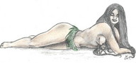 drawing giantess black_hair color anime lounging nikko goddessia