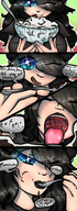 drawing micro vore comic black_hair color tongue blue_eyes mouth saliva ice_cream spoon teasing eating lipstick cat_girl point_of_view mspaintgts