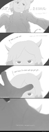 breasts drawing nipples nude vore comic monochrome mouth digestion shrunken_man swallowed inside_stomach point_of_view dialogue stomach_acid sleepymezzy