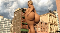 giantess city blonde large_breasts long_hair walking outdoors big_butt