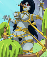 drawing nude black_hair long_hair tree bondage adventure_time jake finn_the_human marceline_the_vampire_queen giantwaifus cartoon_network