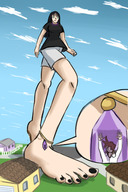 drawing giantess feet color barefoot trapped giantwaifus