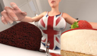 large_breasts reaching shrunken_woman dark_skin top digital_render dessert
