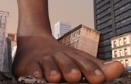 giantess destruction barefoot vehicles dark_skin outdoors running_away boomgts digital_render