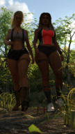 blonde brunette boots shrunken_men legs woods captured sneakers hunting outdoors sky foliage digital_render amgipi