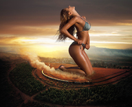 giantess collage landscape mega train kneeling sunset bikinis redcoffee1