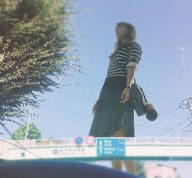 giantess collage city long_hair skirt brunette asian outdoors purse bracelet airraid