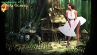 breasts giantess collage fantasy brunette dress legs forest white_dress trees looking_at_viewer cabin giantessbuster209 marilyn_monroe vida_guerra