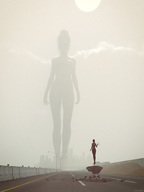 giantess nude city mega buildings silhouette road floating fog sorenzer0 digital_render