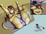 drawing giantess insertion nude pussy furry blushing tail anthro color tongue butt clit cum blue_eyes cat_ears grinning smiling running looking_down cat_girl mouse_boy legs_spread inside_pussy internal_view no_background looking_at_tiny femboy cutaway general-irrelevant ahegao shaded mousehole cat_fur pocket-mouse