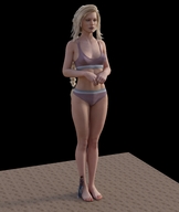 gentle giantess panties blonde long_hair barefoot cleavage bra standing pedicure runswithferrets braid digital_render