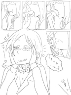 drawing giantess vore comic monochrome bulge uniform swallowed unwilling classroom throat_bulge nekomata multiple_pages