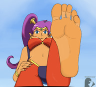 drawing giantess color barefoot soles background point_of_view shantae sizeworkshop