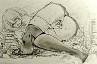 drawing giantess crush insertion panties feet blushing city upskirt monochrome destruction skirt buildings blood train sweat lying_down moaning foot_crush sketch looking_back one_eye_closed ulzakino