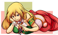breasts drawing gentle giantess blushing blonde color large_breasts long_hair blue_eyes brunette smiling lying_down heart voluptuous commission no_background hyperdimension_neptunia petting leatherlick soreavocado if vert