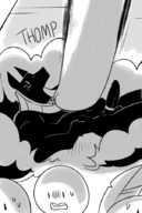 breasts drawing giantess furry blushing comic monochrome tongue saliva cat_ears pyramid smiling paws anubis egypt heart fangs medium_length_hair cat_girl pinned dripping voluptuous closed_eyes looking_at_tiny gats