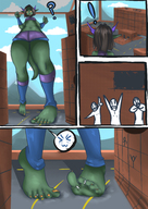 drawing giantess feet alien color toes barefoot rampage karsinan green_skin cardboard