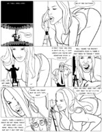 breasts drawing giantess comic monochrome tongue butt mouth teeth lineart ladder dentist