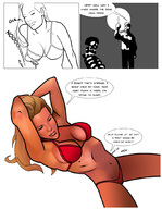 bikini drawing giantess vore blonde comic color lineart bones skeleton