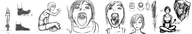 drawing crush vore comic monochrome tongue clothed in_stomach digestion socks short_hair foot_crush swallowed raised_foot imminent_vore held_over_mouth cutaway