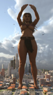 breasts giantess feet city mega barefoot buildings helicopter legs skyscraper streets clouds sky digital_render loincloth amgipi