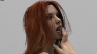 vore tongue mouth finger lips red_hair hand shrunken_man poking_in digital_render amgipi