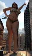 breasts giantess city mega handheld toes barefoot buildings helicopter thong belly streets under_foot point_of_view imminent_crush digital_render amgipi