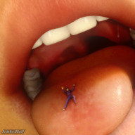 giantess vore tongue lips elf shrunken_woman close_up emma on_tongue sliding digital_render ashkiiwolf