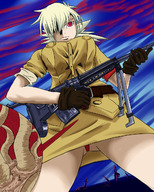 drawing micro upskirt blonde color pubic_hair red_eyes unaware hellsing zoom seras_victoria detail giantwaifus hair_forest