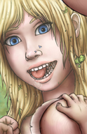 drawing giantess vore blonde color long_hair tongue blue_eyes mouth handheld saliva felarya open_mouth dripping snake_girl point_of_view multiple_victims imminent_vore multiple_prey stringsartz crisis_(felarya)