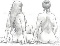drawing giantess nude butt anime lineart giantesses lounging nikko goddessia