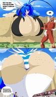 drawing panties long_hair blue_hair huge_breasts bending_over thigh_highs big_butt attack_on_titan thick_thighs