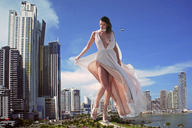 breasts giantess collage feet high_heels buildings helicopter brunette legs skyscraper streets white_dress vehicle_crush citystroll alexandra_ambrosio panama_city