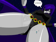 breasts giantess earth giga space large_breasts moon camel_toe raven teen_titans looking_down cape belt leotard dialogue hood dc_comics cosmic_giantess bare_legs grey_skin