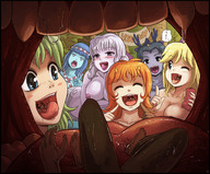 drawing karbo vore color tongue teeth saliva fairy felarya open_mouth giantesses inside_mouth snake_girl point_of_view vivian_(felarya) vore_day crisis_(felarya) subeta_(felarya)
