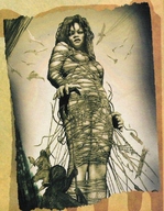 drawing growth giantess nude mega monochrome long_hair low_angle bondage unknown_artist point_of_view calypso