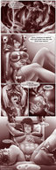 breasts drawing giantess feet vore blushing comic monochrome large_breasts armor barefoot cleavage bra saliva digestion smiling short_hair muscles bulge belly abs fangs cruel swallowed thighs dripping voluptuous orc closed_eyes unwilling licking_lips burp dialogue panels stomach_view internal_view no_background vore_day dangnoms stomach_sounds multiple_pages orc_girl