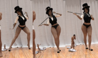 shrinking brunette stockings shrunken_men magic hat floor panels magician magic_wand digital_render amgipi stage_hands magic_show
