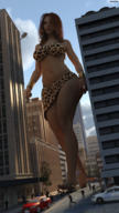 giantess crush city mega barefoot buildings helicopter giganta red_hair police legs belly streets sky under_foot point_of_view pedestrians between_buildings leopard_print digital_render dc_comics amgipi