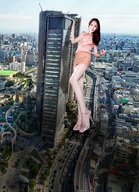 city long_hair clothed high_heels buildings brunette asian high outdoors velocity-vektor
