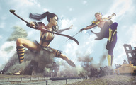 giantess city destruction sword tank foot_crush fighting giantesses soldiers sorenzer0 digital_render